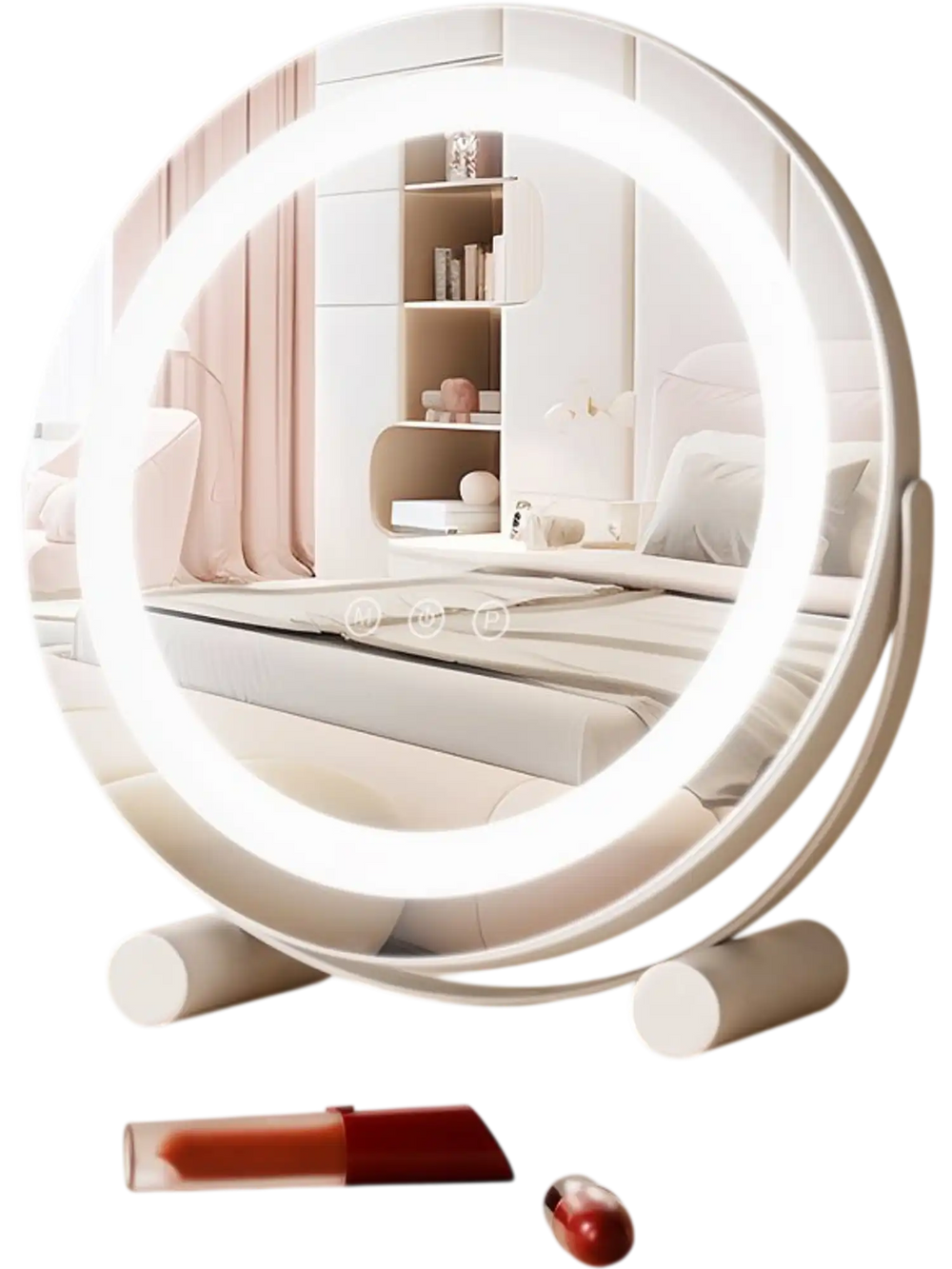 VEVOR 12” Vanity Mirror With Lights, LED Makeup Mirror 3 Color Lighting Modes, with 5X Magnification Mirror, Smart Touch Control, 360°Rotation,Round Lighted Makeup Mirror for Bedroom Tabletop (White)