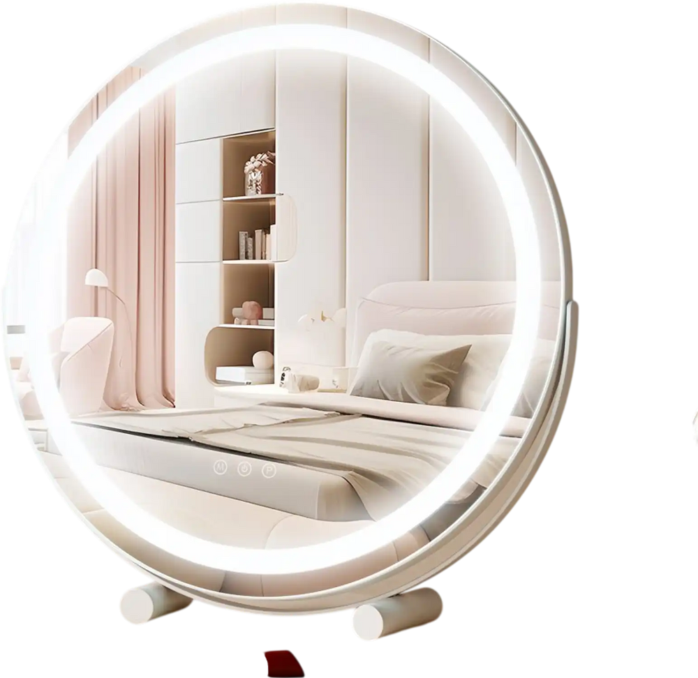 VEVOR 20” Vanity Mirror With Lights, LED Makeup Mirror 3 Color Lighting Modes, with 5X Magnification Mirror, Smart Touch Control, 360°Rotation,Round Lighted Makeup Mirror for Bedroom Tabletop (White)