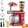 VEVOR 6.3 Qt 3-in-1 Tilt Head Stand Mixer 400W Electric Dough Mixer, Multifunctional Food Kitchen Mixer with Stainless Steel Bowl, Meat Grinder and Blender Attachments, Dough Hook, Whisk, Beater
