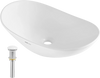 VEVOR Oval Vessel Sink, 23.3" x 14.2" Bathroom Vessel Sink Bowl Countertop, White Ceramic Bathroom Sinks Above Counter, Bowl Sink with Modern Style, Well-Packaged for Bathroom, Hotel, Toilet, RV
