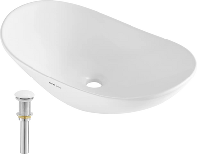 Vevor Vessel Sink White Oval Ceramic Bathroom Vanity Bowl 23.3