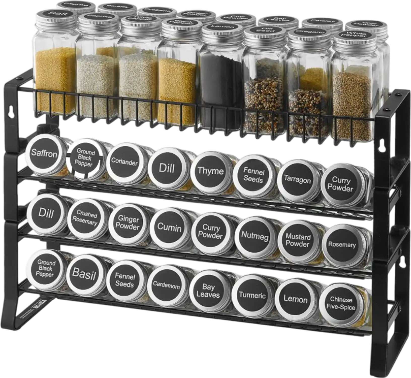 Vevor Spice Rack Detachable 4-Tier Stackable Seasoning Organizer 15.8x10.7