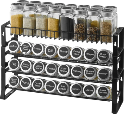 Vevor Spice Rack Detachable 4-Tier Stackable Seasoning Organizer 15.8x10.7