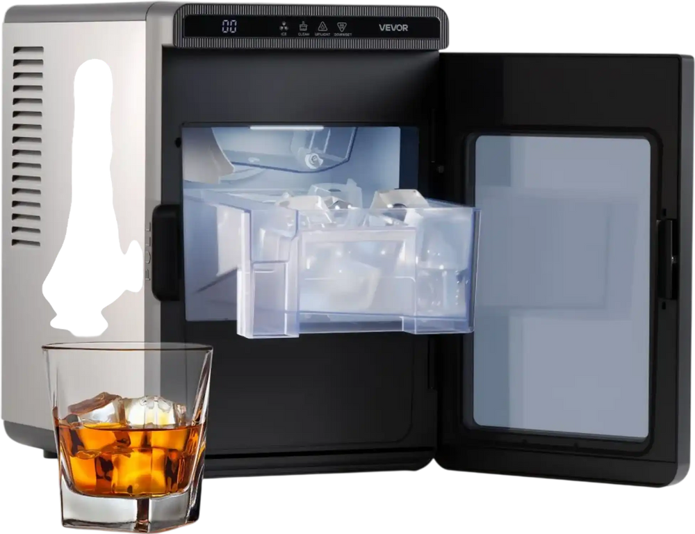 VEVOR Countertop Ice Maker, 22 lbs per Day, Self-Cleaning Portable Machine with Tong, Drawer-Style Ice Access, Ice-Making Machine with Large Square Cubes, for Home, Kitchen, Office, Bar & Party