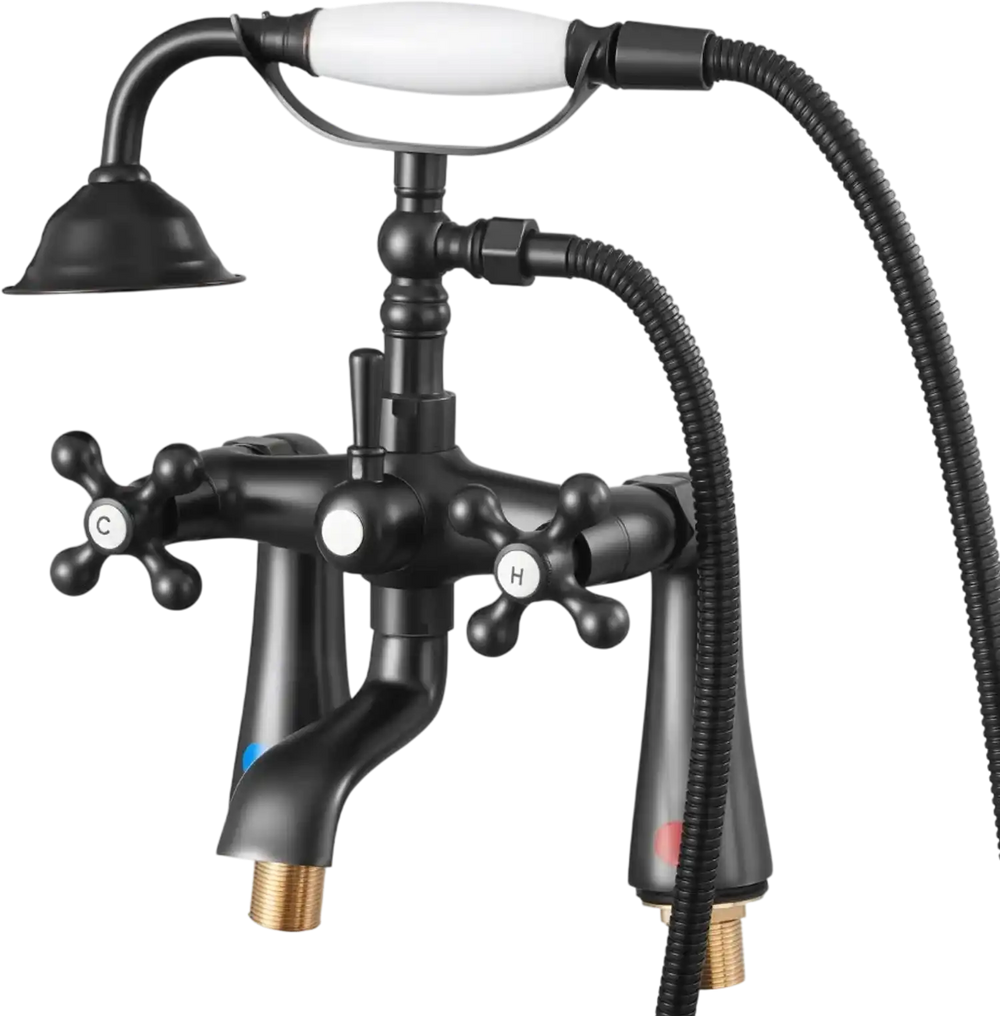 VEVOR Clawfoot Tub Faucet, Deck Mount Bathtub Faucets with Handheld Shower, Vintage Oil-Rubbed Bronze Clawfoot Tub Filler Faucet Shower Kit with 360° Rotation Spout & 59-inch Long Hose for Bathtubs