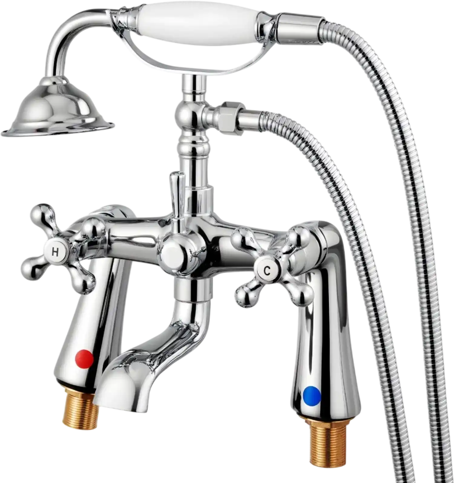 Vevor Clawfoot Tub Faucet Vintage Polished Chrome Handheld Shower Kit New