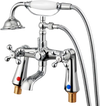 VEVOR Clawfoot Tub Faucet, Deck Mount Bathtub Faucets with Handheld Shower, Vintage Polished Chrome Clawfoot Tub Filler Faucet Shower Kit with 360° Rotation Spout & 59-inch Long Hose for Bathtubs