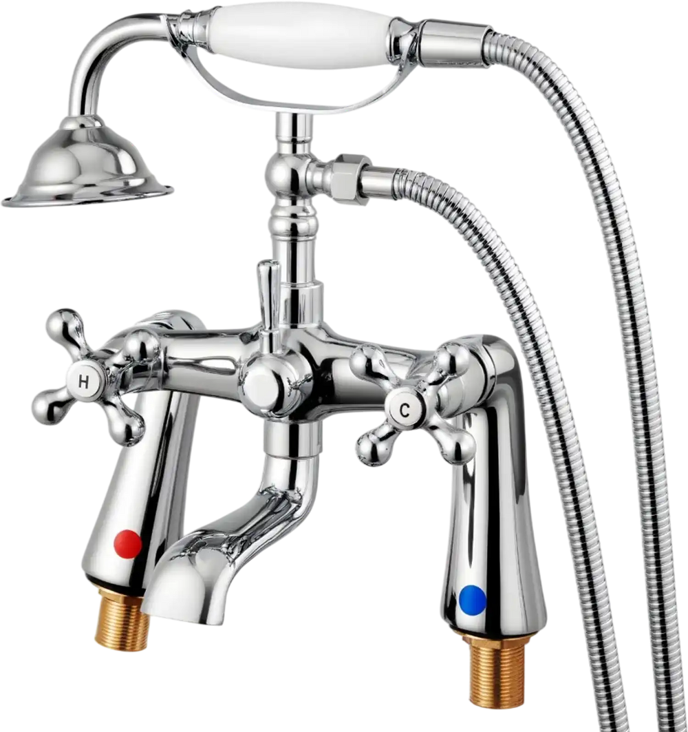 VEVOR Clawfoot Tub Faucet, Deck Mount Bathtub Faucets with Handheld Shower, Vintage Polished Chrome Clawfoot Tub Filler Faucet Shower Kit with 360° Rotation Spout & 59-inch Long Hose for Bathtubs