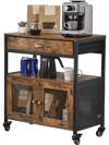 VEVOR Coffee Bar Cabinet, 24 Inch Farmhouse Coffee Bar Cabinet with Storage, Movable Coffee Bar Table with Wheels & Mesh Door, Sideboard Buffet Cabinet for Kitchen, Entryway