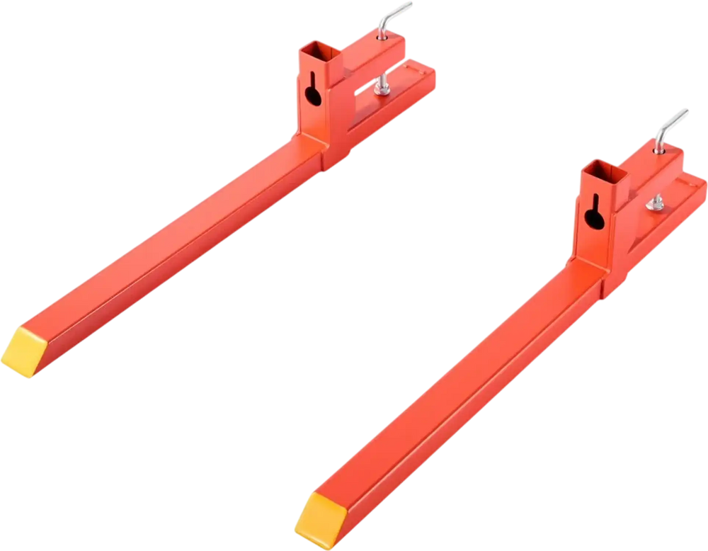 VEVOR Pallet Forks, 2000 lbs Clamp on Pallet Forks, 43-Inch Total Length Heavy-Duty Quick Attach Tractor Fork Compatible with Tractor Attachments, Loader Bucket, and Skid Steer, Orange