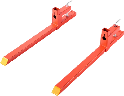 VEVOR Pallet Forks, 2000 lbs Clamp on Pallet Forks, 43-Inch Total Length Heavy-Duty Quick Attach Tractor Fork Compatible with Tractor Attachments, Loader Bucket, and Skid Steer, Orange