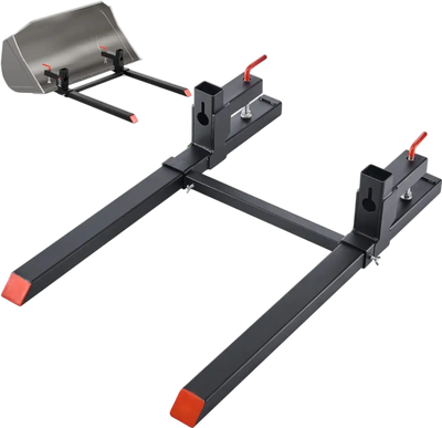 VEVOR Pallet Forks, 2000 lbs Clamp on Pallet Forks, 43-Inch Total Length Heavy-Duty Tractor Fork with Adjustable Stabilizer Bar for Tractor Attachments, Loader Bucket, and Skid Steer, Black