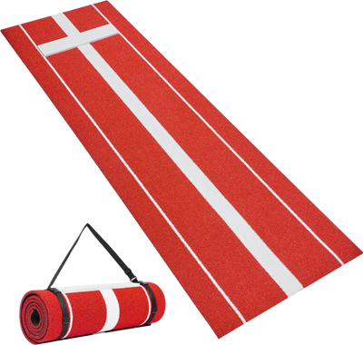 VEVOR Softball Pitching Mat, 10x3 ft Baseball Pitching Rubber Mound, Antifade Turf and Antislip Foam Backing Portable Training Aid, Fastpitch Equipment for Pitchers Indoor Outdoor Practice, Red