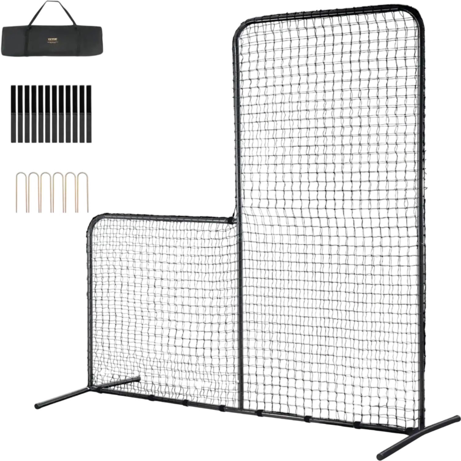 Vevor L-Screen Baseball & Softball Safety Screen 7' x 7' Portable Pitching Net New