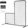 VEVOR L Screen Baseball for Batting Cage, 7x7 ft Baseball Softball Safety Screen, Body Protector Portable Batting Screen with Carry Bag & Ground Stakes, Heavy Duty Pitching Net for Pitchers Protection