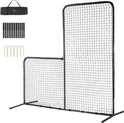 Vevor L-Screen Baseball & Softball Safety Screen 7' x 7' Portable Pitching Net New