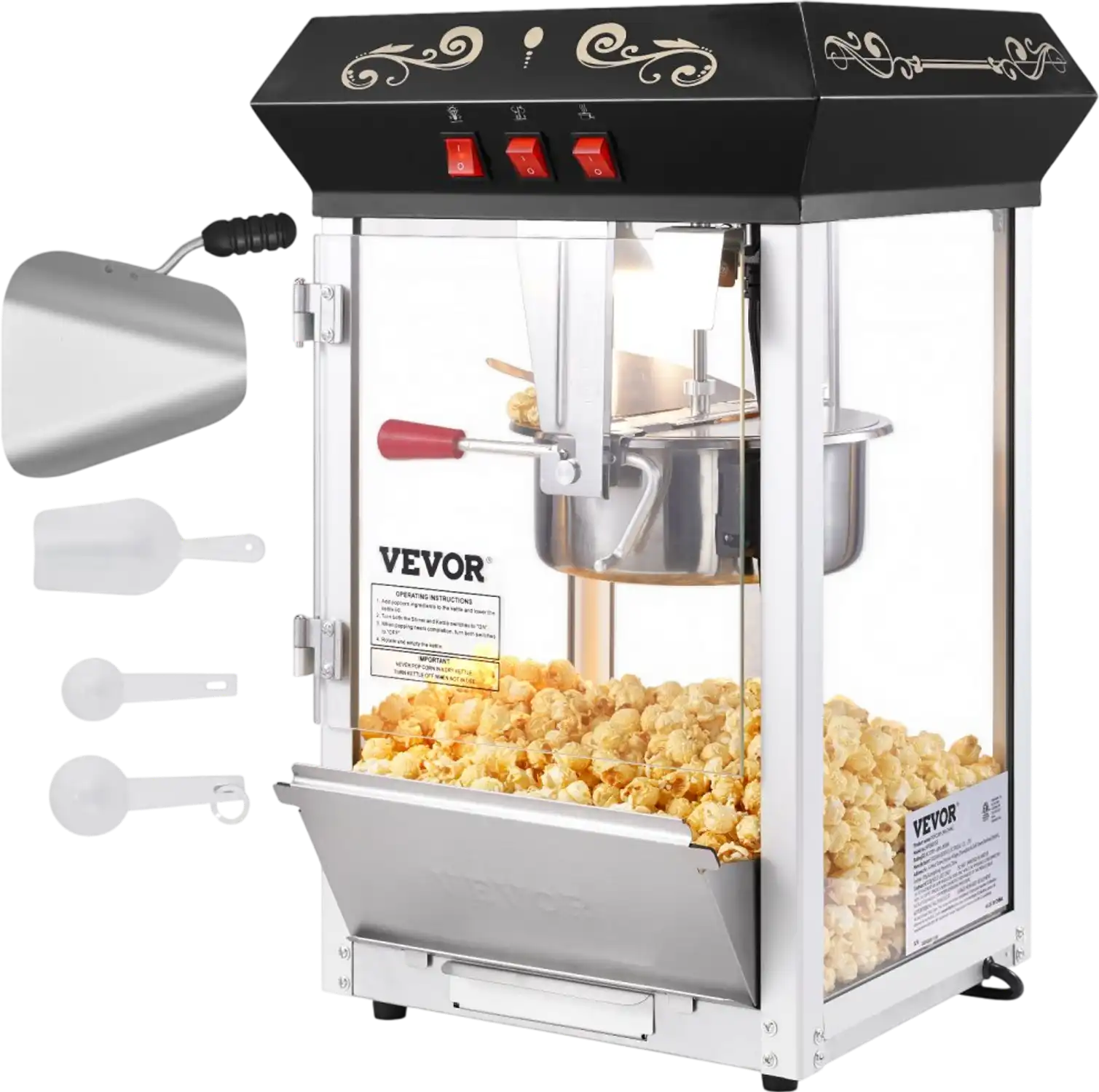 Vevor Popcorn Machine Movie Theater Style Countertop 8 oz 850W Black New