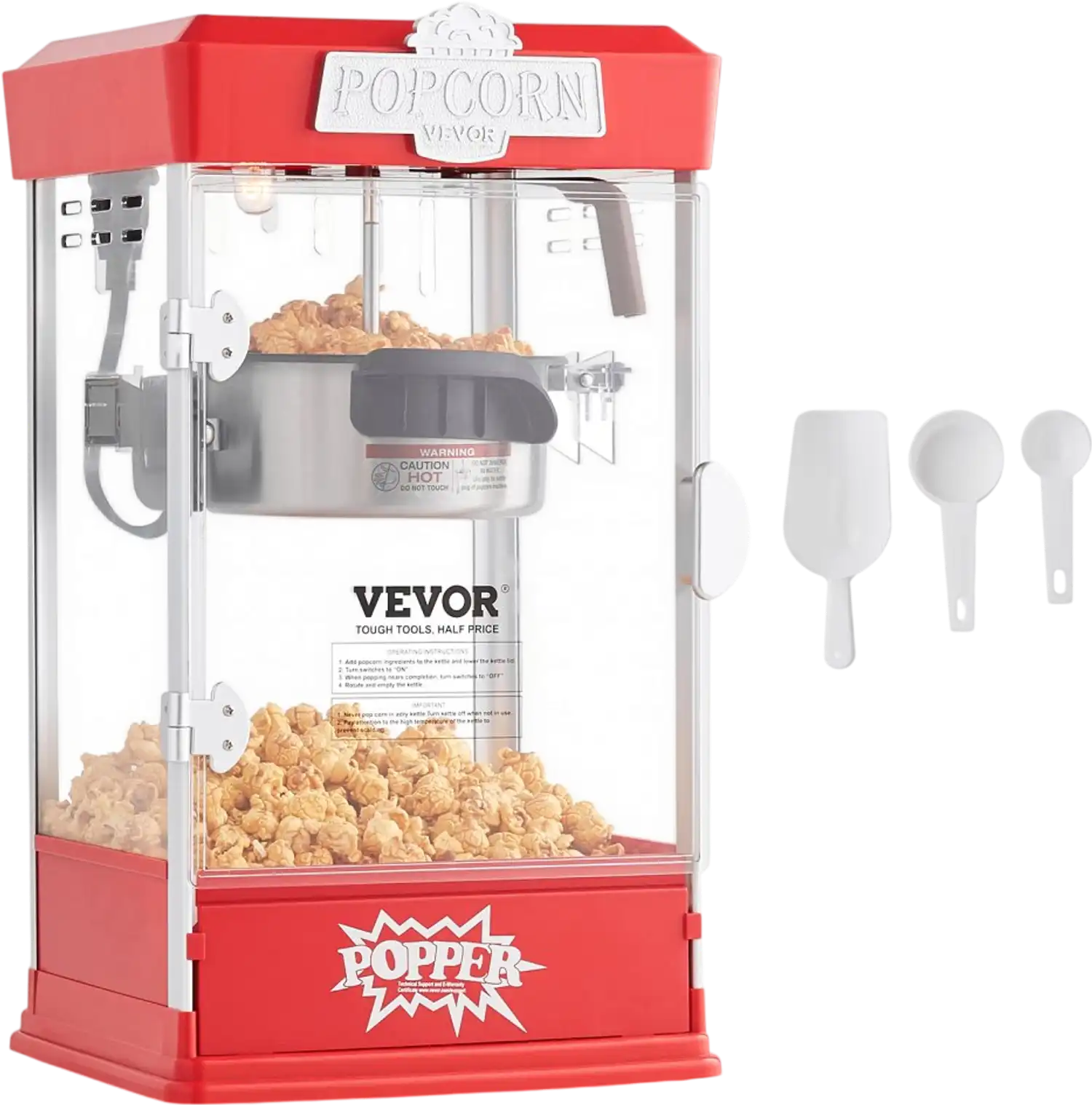 Vevor Popcorn Machine Tabletop 4 oz 480W Movie Theater Style Red New
