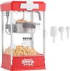 VEVOR Popcorn Maker, 480W Popcorn Popper Machine, 4 Oz Kettle Makes 1.5 Gallon per Batch, Tabletop Popcorn Maker, Includes 3 Scoops, Movie Theater Style, Red