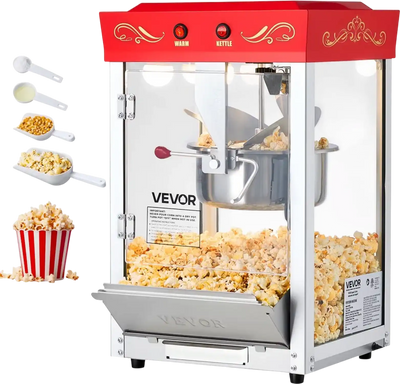 Vevor Popcorn Machine Commercial Countertop Popper 8 oz 48 Cups Red New