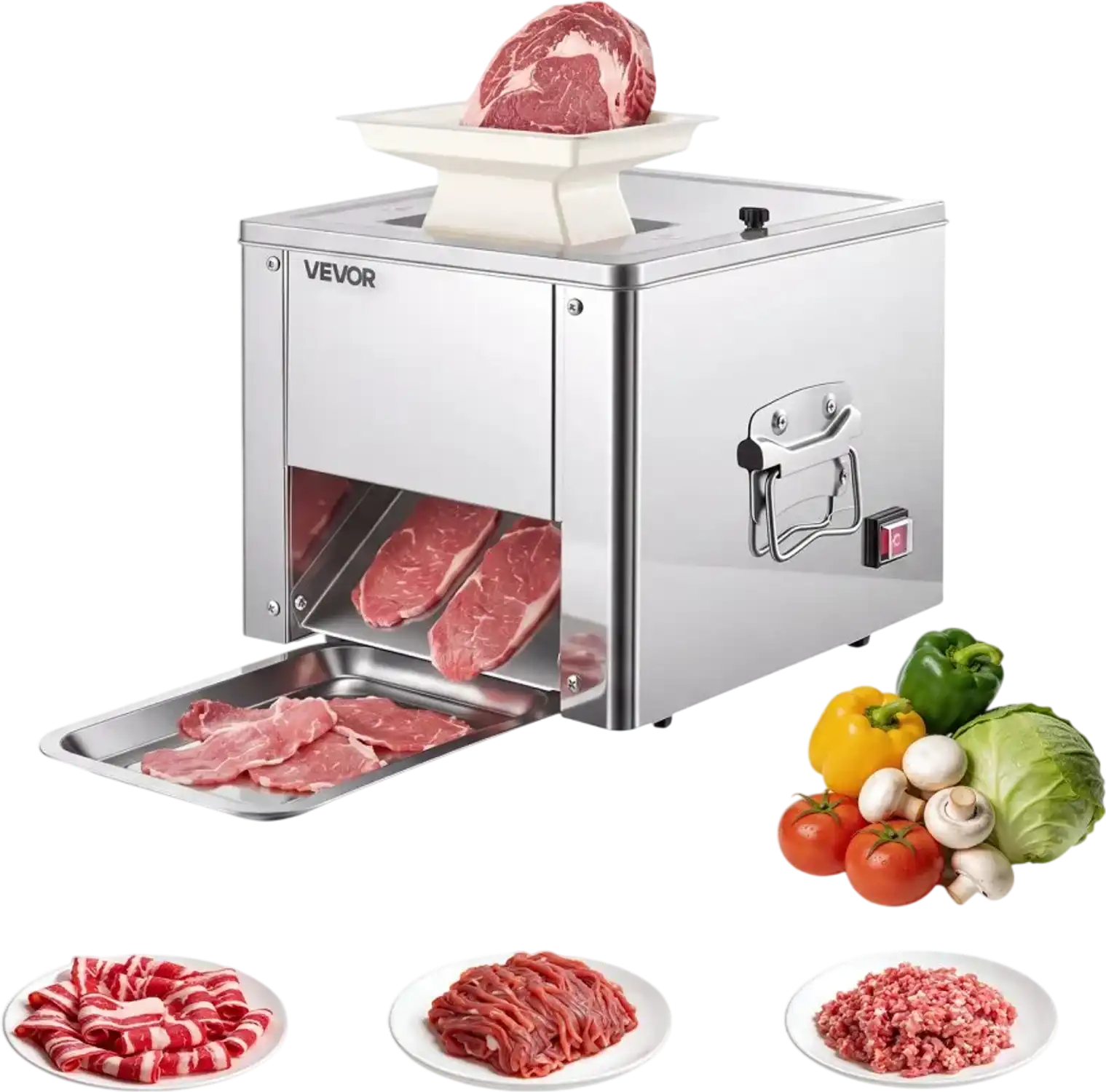 Vevor Meat Cutter 350 lbs/h 550W 3.5 mm Stainless Steel Commercial Meat Cutting Machine New