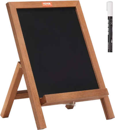 VEVOR Tabletop Chalkboard Sign, Message Signs with Chalks, Freestanding Framed Memo Board, Vintage Wooden Magnetic Chalk Board, Rustic Brown Chalk Boards, 10