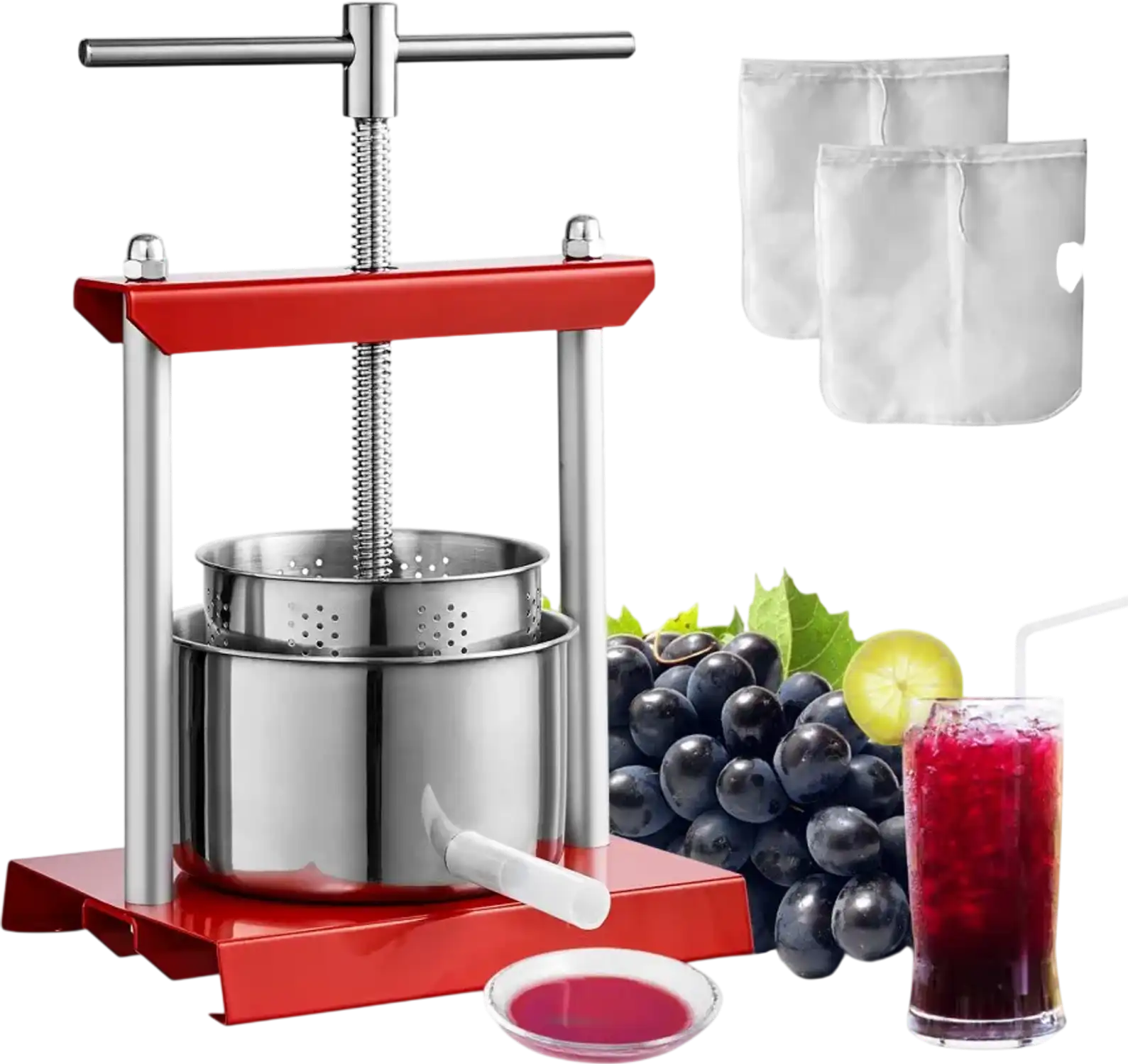 Vevor Fruit Wine Press Manual Juicer 0.88 gal/3.36L Stainless Steel New