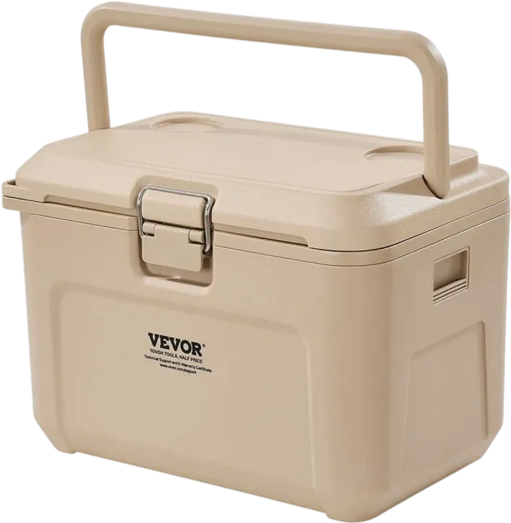 VEVOR Portable Cooler, 16.5 QT Hard Cooler with Ice Retention, Heavy-Duty Handles and Cup Holder, Lightweight Rigid Material Insulated Portable Cooler, Suitable for Family Picnics and Short Trips