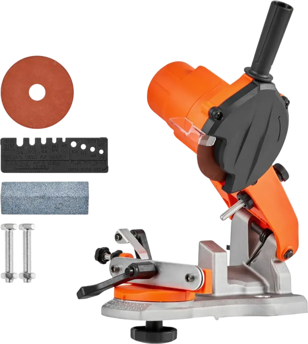 VEVOR Electric Chainsaw Sharpener, 85W Bench Saw Chain Sharpener 5000RPM, Professional Chainsaw Sharpening Tool with 2 Grinding Wheels & LED Light for Woodworking, Logging, Gardening