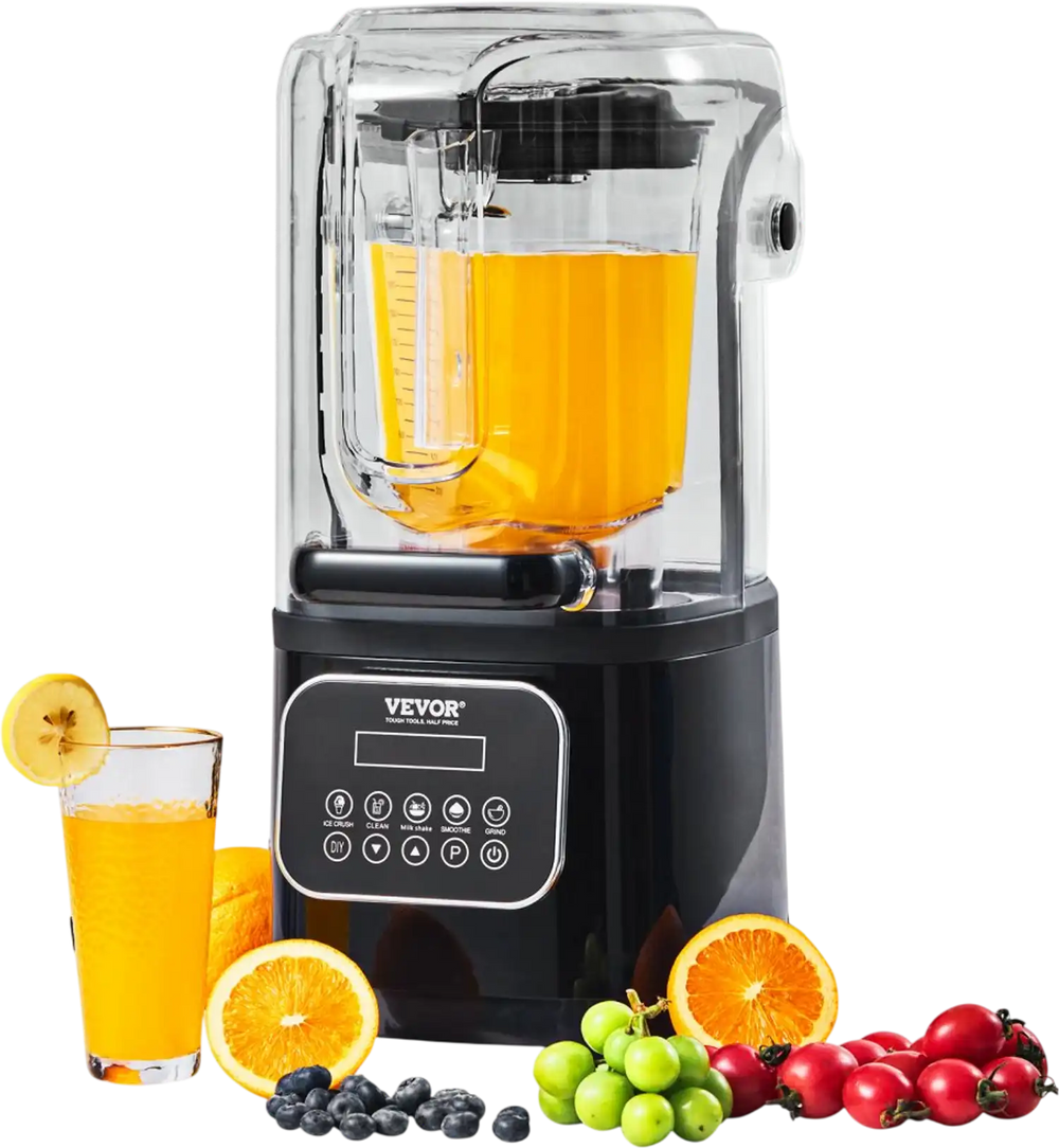 VEVOR Professional Blender with Shield, Commercial Countertop Blenders, 68 oz Plastic Jar Blender Combo, Stainless Steel 9 Speed & 5 Functions Blender, for Shakes, Smoothies, Peree, and Crush Ice