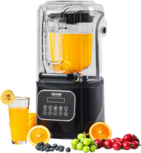 VEVOR Professional Blender with Shield, Commercial Countertop Blenders, 68 oz Plastic Jar Blender Combo, Stainless Steel 9 Speed & 5 Functions Blender, for Shakes, Smoothies, Peree, and Crush Ice