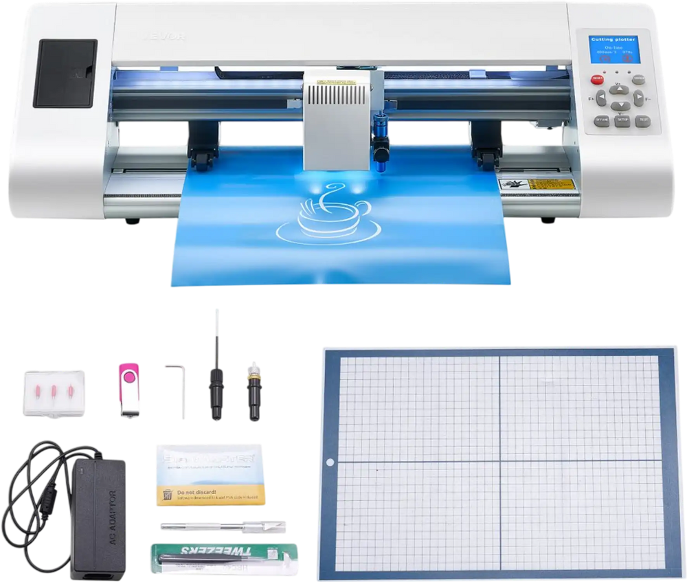 VEVOR Cutting Machine, Automatic Edge Detection Vinyl Cutter Machine with Design Software and Materials, Compatible with Multiple File Formats, for Creating Customized DIY Crafts, Cards, Stickers