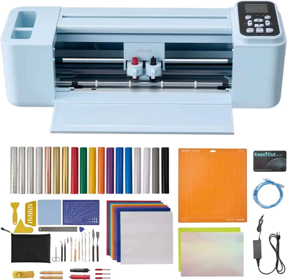 VEVOR Vinyl Cutting Machine, 12 in, Button and Screen Controlled Vinyl Cutter with Materials and Tool Kit, 20000+ Built-in Design Resources, Compatible with Mac, Windows, Android and iOS, for Crafts