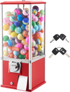 VEVOR Gumball Machine for Kids, 25" Height Home Vending Machine, PS Bouncy Balls Dispenser, Hold 230 Capsule Toys, Rectangle Bubble Gum Machine for Game Stores, Coin Operated Gumball Bank, Red