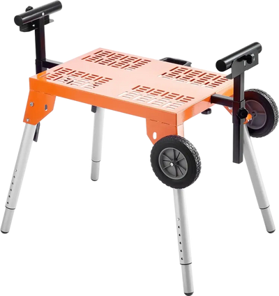 VEVOR Miter Saw Stand with Tabletop and Wheels, 330lbs Load Capacity Steel Collapsible Rolling Stand for Miter Saw, Adjustable Height and Length, Portable Compact and Folding Miter Saw Stand