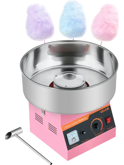 VEVOR Cotton Candy Machine Commercial, 1000W Electric Candy Floss Maker, Easy Use with 15 inch Stainless Steel Bowl and Sugar Scoop, Makes Hard Candy for Home Kids Birthday, Family Party, Pink