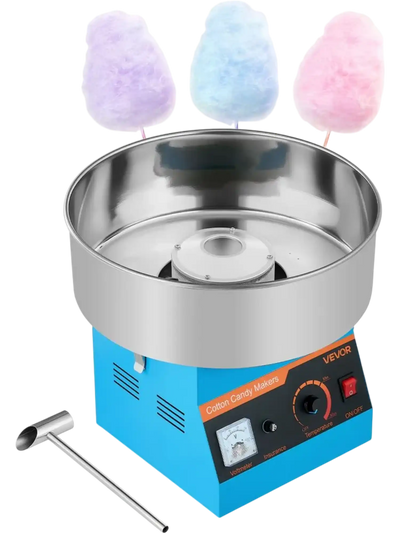 VEVOR Cotton Candy Machine Commercial, 1000W Electric Candy Floss Maker, Easy Use with 15 inch Stainless Steel Bowl and Sugar Scoop, Makes Hard Candy for Home Kids Birthday, Family Party, Blue