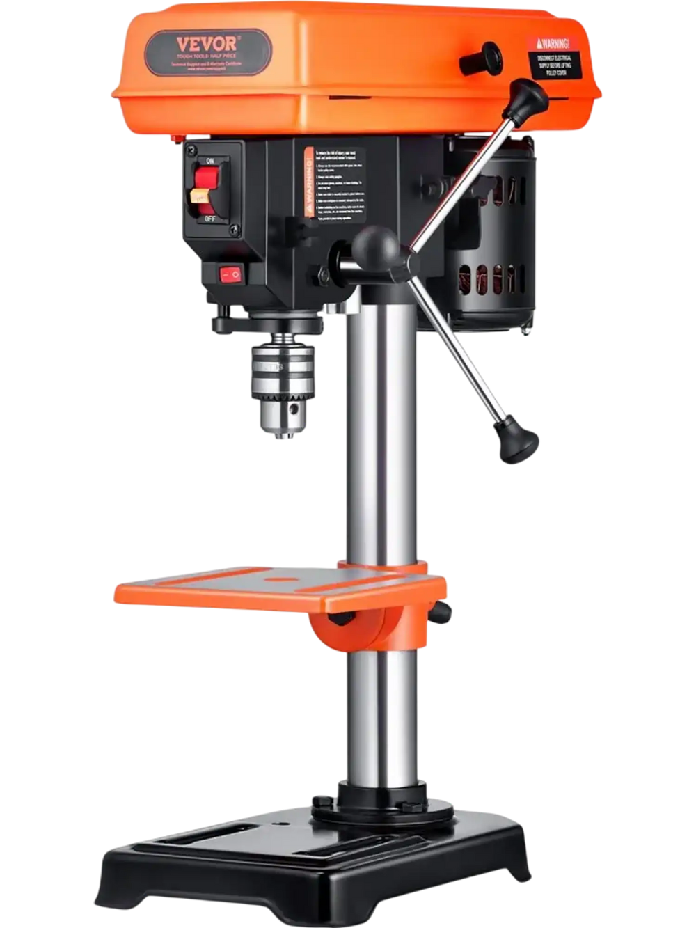 VEVOR 8 in Benchtop Drill Press, 2.5A Induction Motor, Tabletop Drilling Machine with 620 / 1140 / 1740 / 2340 / 3100 RPM Adjustable Speed, 0-45° Tilting Worktable, LED Work Light, for Wood Metal