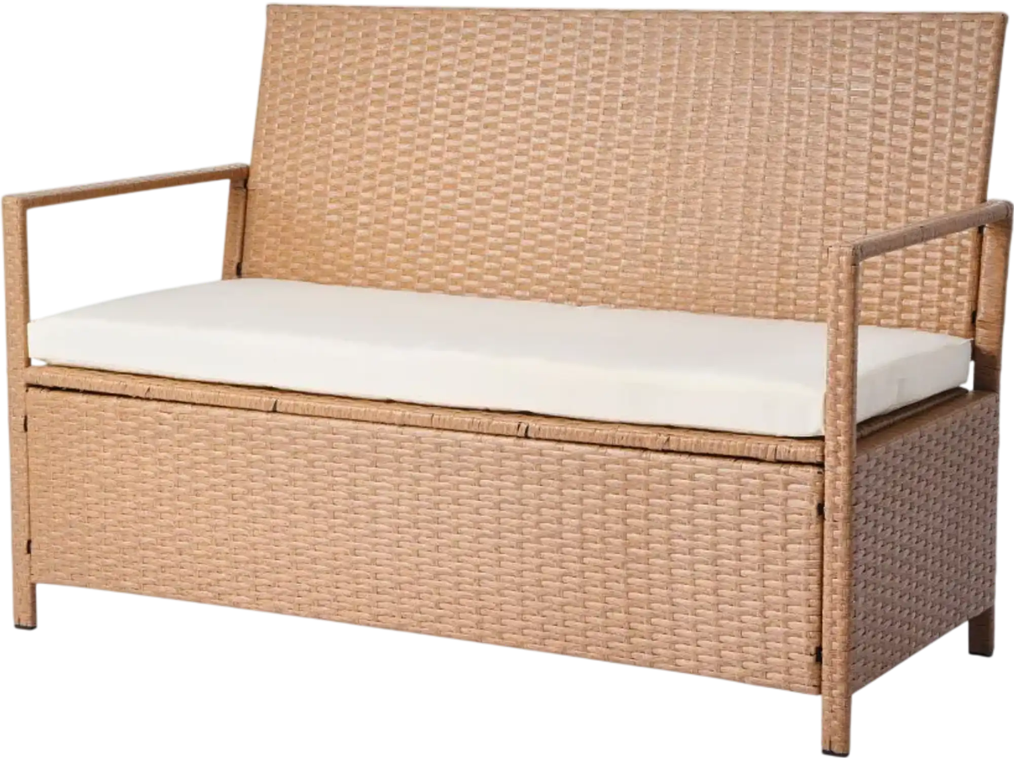 Vevor Outdoor Storage Bench 70 Gal PE Rattan Patio Deck Box with Cushion Beige New