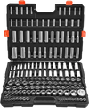 VEVOR Socket Set, 163 Pieces, 3/8 & 1/4 & 1/2 inch Drive Socket Tool Set, SAE and Metric, Deep and Standard, Mechanic Tool Kit with Storage Case, Chrome Plated CR-V Alloy Steel, for Automotive Repair