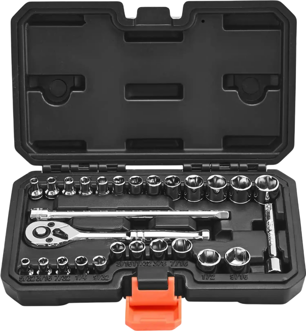VEVOR Socket Set, 27 Pieces, 1/4 inch Drive Socket and Ratchet Set, SAE and Metric, Mechanic Tool Kit with Ratchet Wrench, Extension Bar and Storage Case, CR-V Alloy Steel, for Automotive Repair
