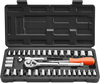 VEVOR Socket Set, 39 Pieces, 3/8 & 1/4 inch Drive Socket and Ratchet Set, SAE and Metric Size, Mechanic Tool Kit with Ratchet Wrench, Accessories, Storage Case, CR-V Alloy Steel, for Automotive Repair