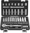VEVOR Socket Set, 44 Pieces, 3/8 inch Drive Socket and Ratchet Set, SAE and Metric, Deep and Shallow, Mechanic Tool Kit with Accessories and Storage Case, CR-V Alloy Steel, for Automotive Repair