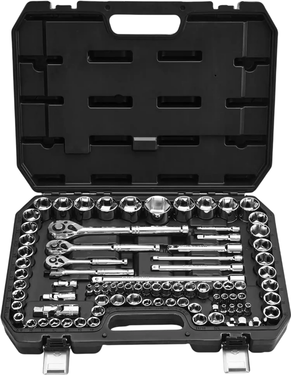 VEVOR Socket Set, 86 Pieces, 3/8 & 1/4 & 1/2 inch Drive Socket and Ratchet Set, SAE and Metric, Mechanic Tool Kit with Ratchet Wrench, Accessories and Storage Case, CR-V Alloy Steel, for Auto Repair