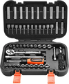 VEVOR Socket Set, 70 Pieces, 1/4 inch Drive Socket and Ratchet Set, SAE and Metric, Deep and Shallow, Mechanic Tool Kit with Bits, Accessories and Storage Case, CR-V Alloy Steel, for Automotive Repair