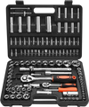 VEVOR Socket Set, 108 Pieces, 1/4 & 1/2 inch Drive Socket and Ratchet Set, Metric Size from 4 to 32 mm, Mechanic Tool Kit with Bits, Accessories, Storage Case, CR-V Alloy Steel, for Automotive Repair