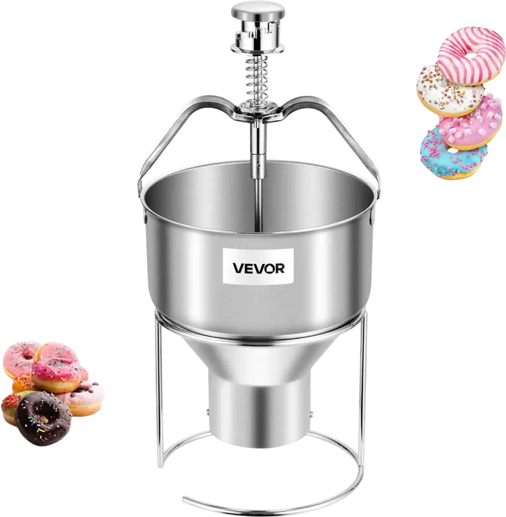 VEVOR Donut Depositor, Large Capacity Manual Donuts Dropper, 304 Stainless Steel Commercial Batter Dispenser, 6 Thicknesses Adjustment Doughnut Hopper with Stand, For Restaurant Cafe Bakery Kitchen