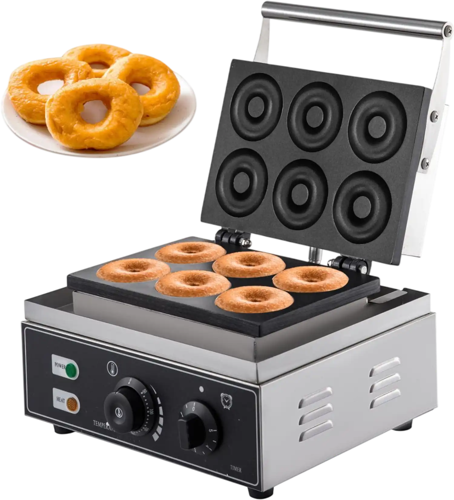Vevor Donut Maker Commercial 6-Hole 1550W Non-Stick New