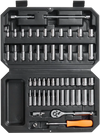 VEVOR Socket Set, 1/4 Inch Drive Socket and Ratchet Set, 6-Point Socket Opening, 54 Pieces Tool Set SAE and Metric, Deep and Standard Sockets, 5/32-9/16 in, 4-14 mm, with Accessories, Storage Case