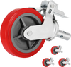 VEVOR Scaffolding Wheels Set of 4, 8\" - Scaffolding Casters Heavy Duty, 3200 Lbs Per Set - Locking Stem Casters with Brake, Red Polyurethane - Replacement for Scaffold, Shelves, Workbench